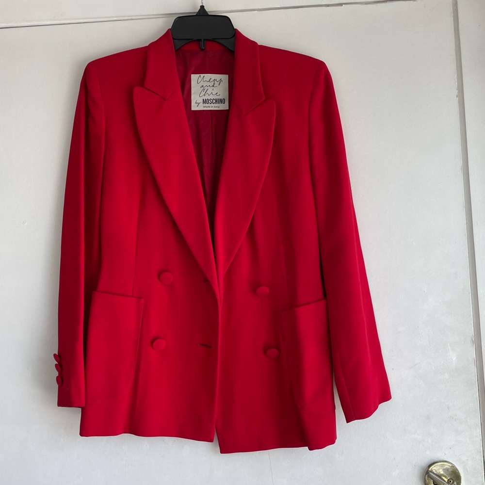 Moschino Red Double-Breasted Blazer